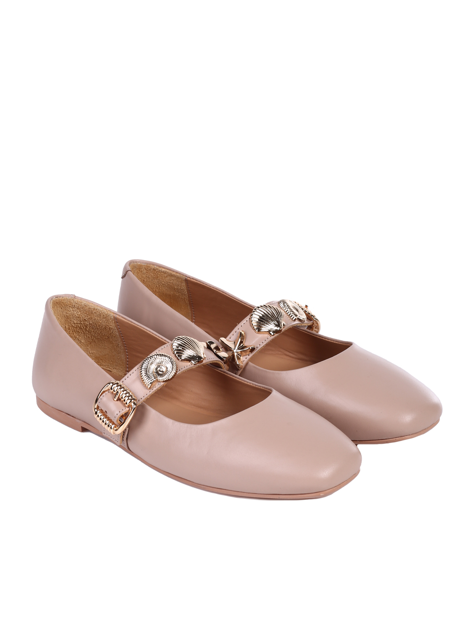 Ежедневни дамски обувки от естествена кожа в бежово 3AT-25310 beige