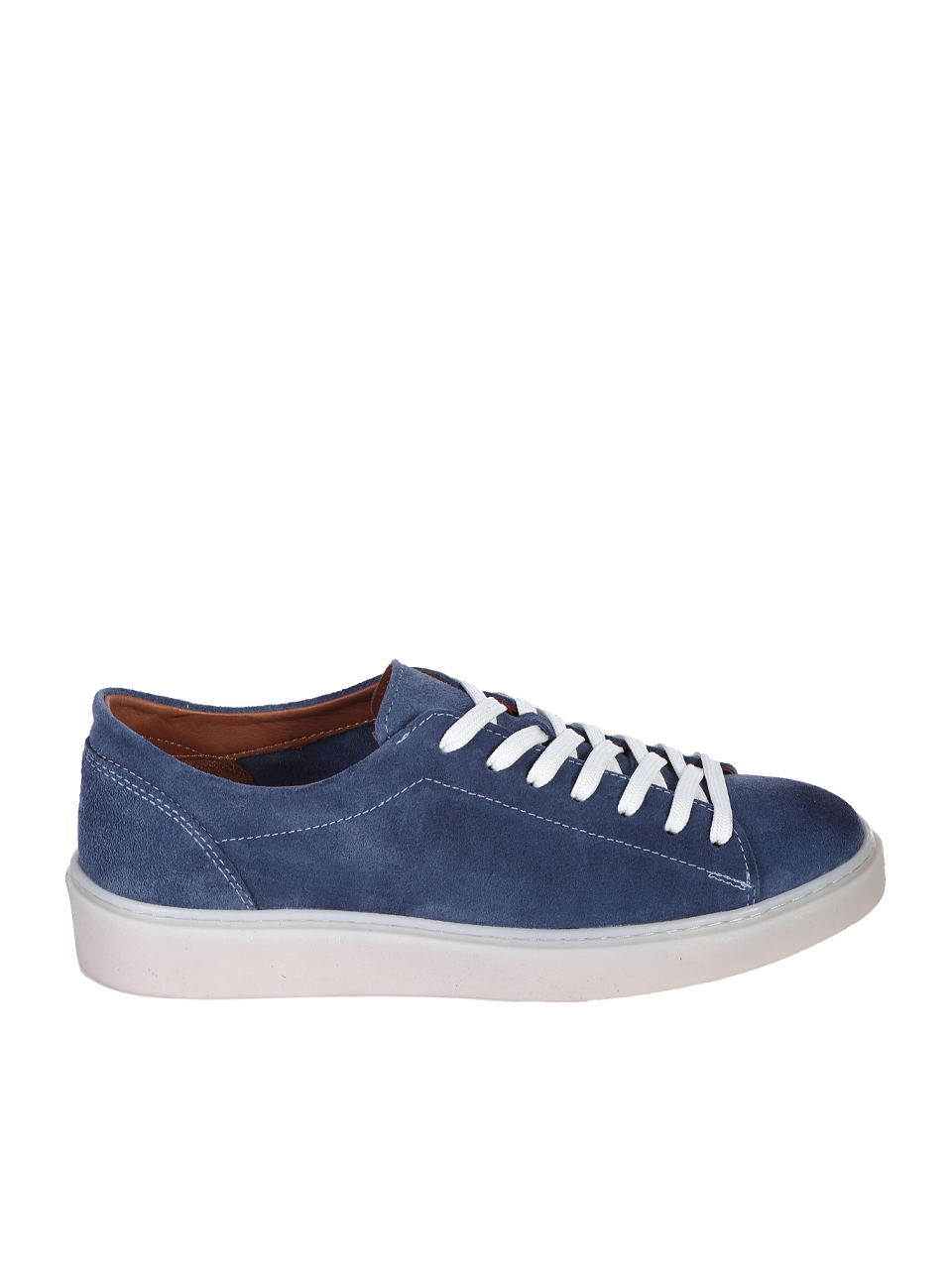 Ежедневни мъжки обувки от естествен велур в синьо 7AT-25350 denim