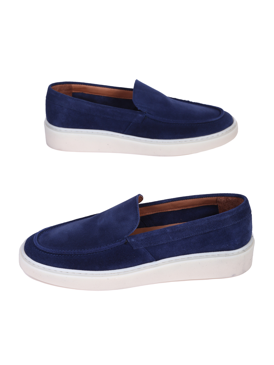 Ежедневни мъжки обувки от естествен велур в синьо 7AT-25353 blue jeans