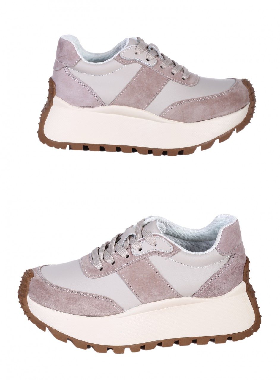 Ежедневни дамски обувки от естествена кожа в бежово 3AF-25047 beige