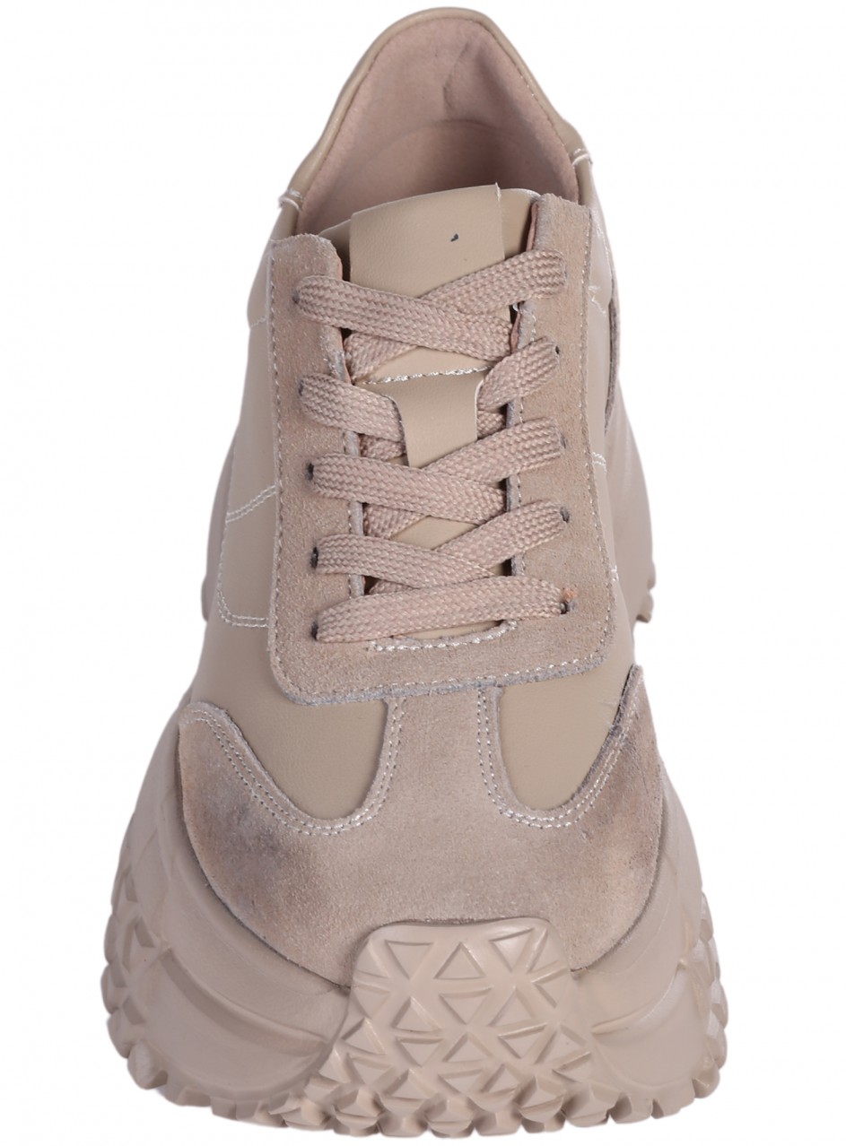Ежедневни дамски обувки от естествена кожа в бежово 3AF-25089 beige