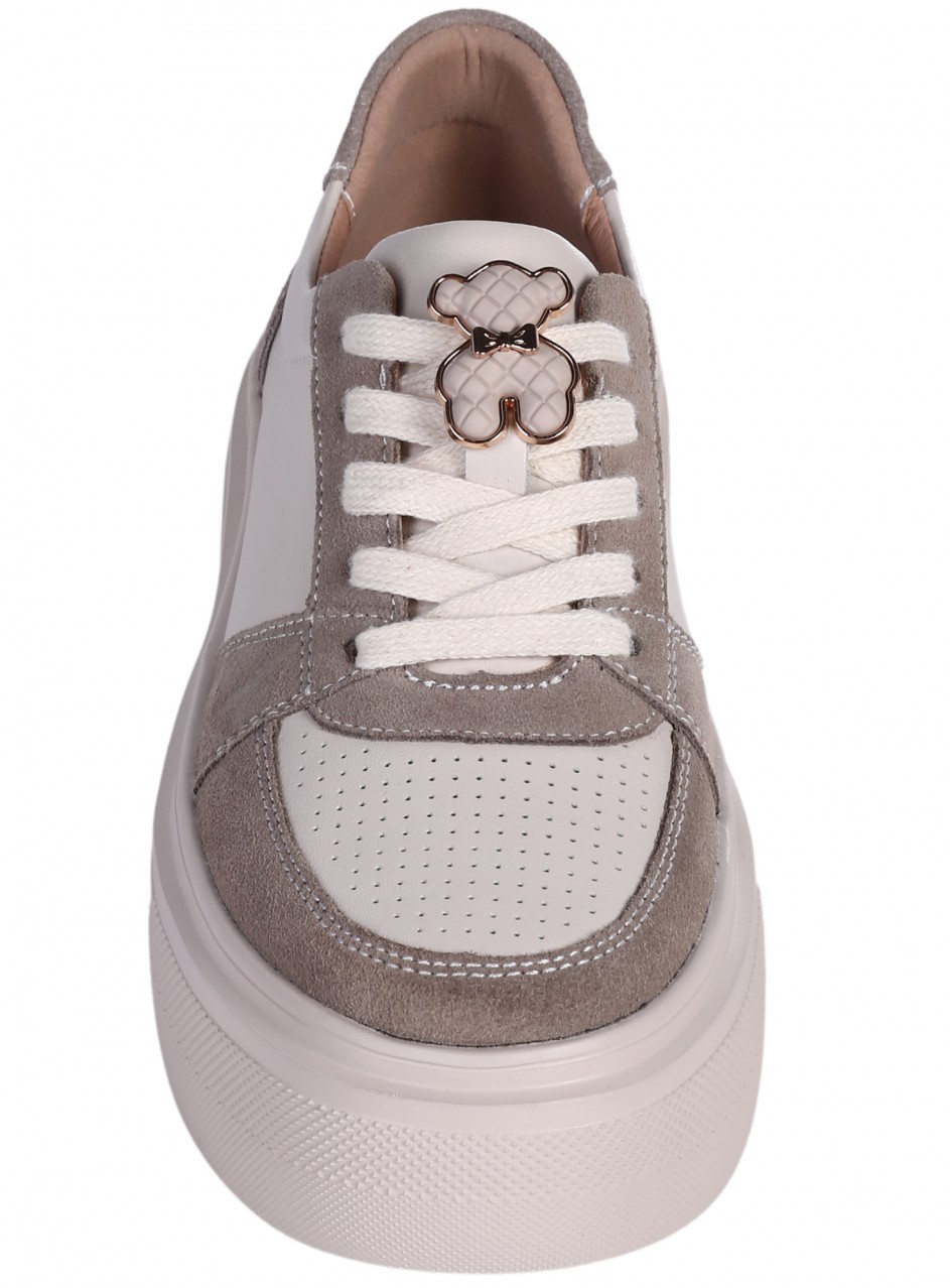 Ежедневни дамски обувки от естествена кожа в бежово 3AF-25090 beige