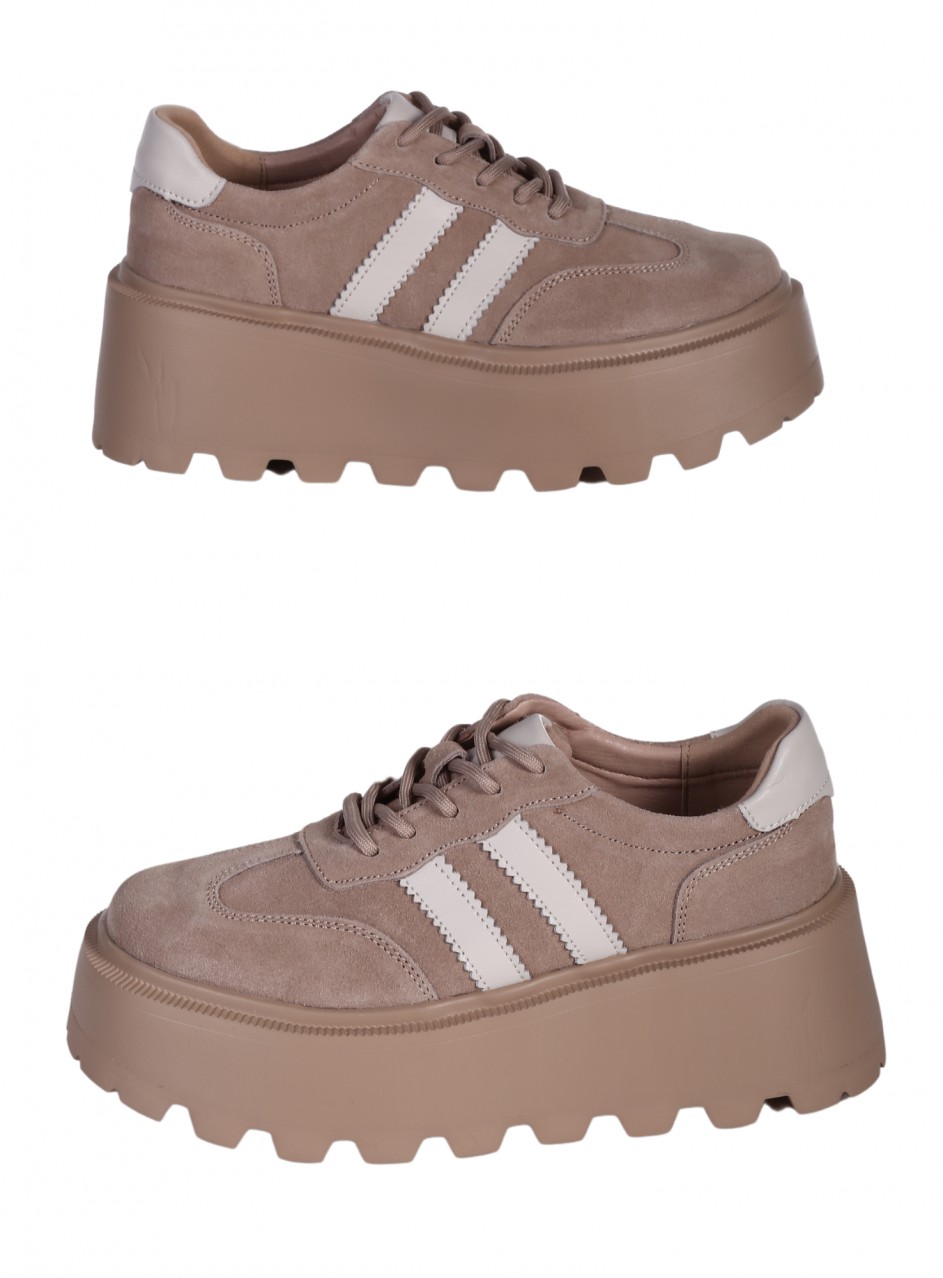 Ежедневни дамски обувки от естествен велур в бежово 3AF-25248 beige
