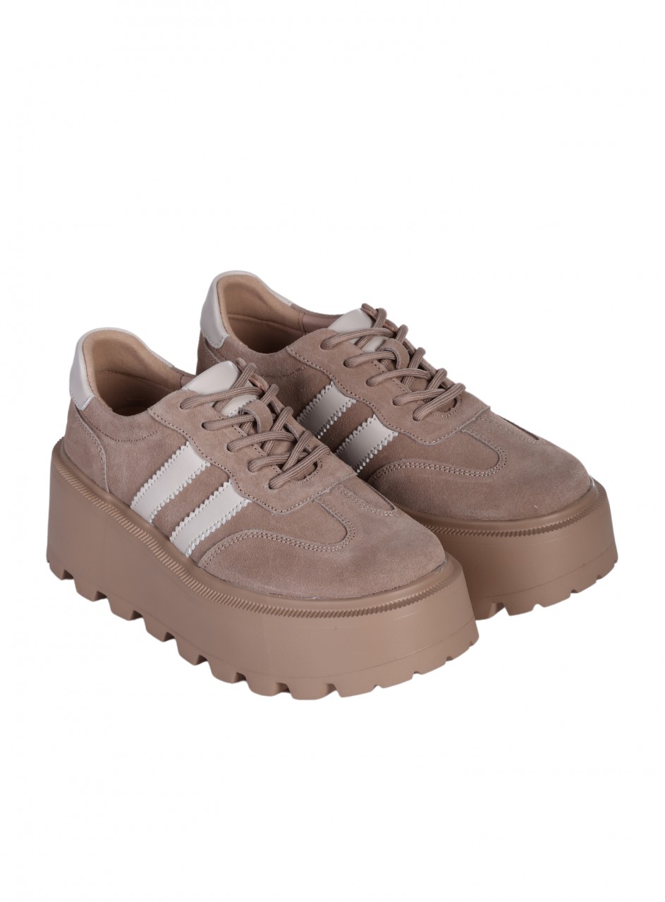 Ежедневни дамски обувки от естествен велур в бежово 3AF-25248 beige