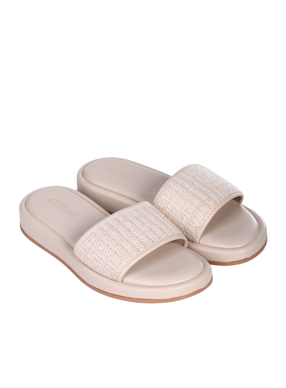 Ежедневни дамски чехли в бежово 5H-25180 off white