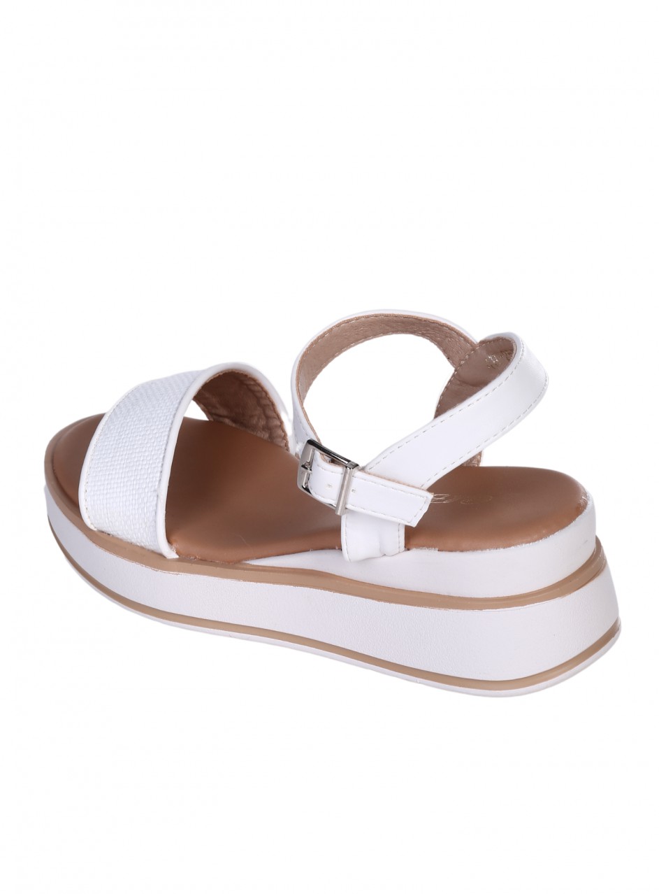 Ежедневни дамски сандали, на платформа, в бяло 4H-25182 white