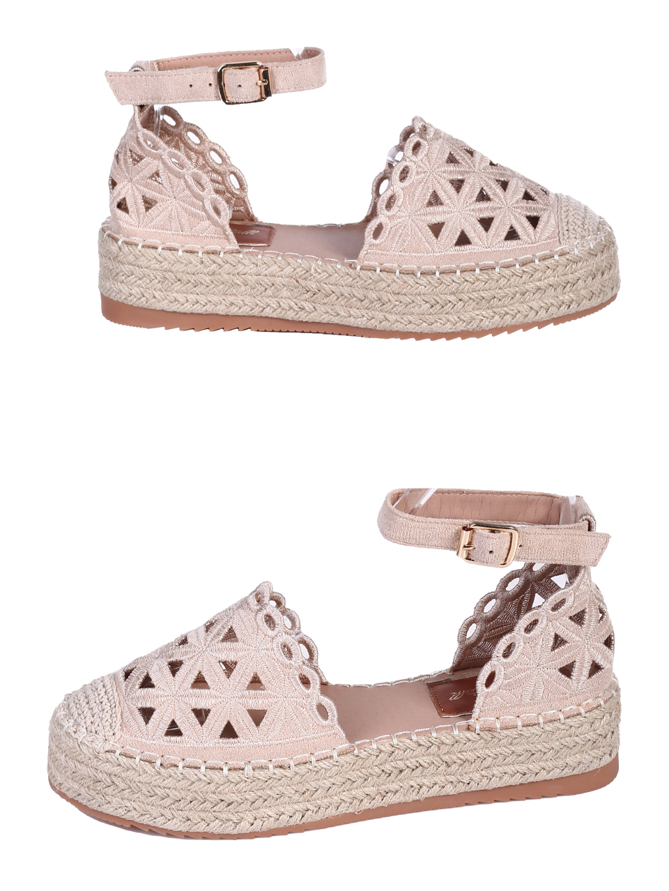 Ежедневни дамски обувки, с перфорации, в бежово 3H-25185 beige
