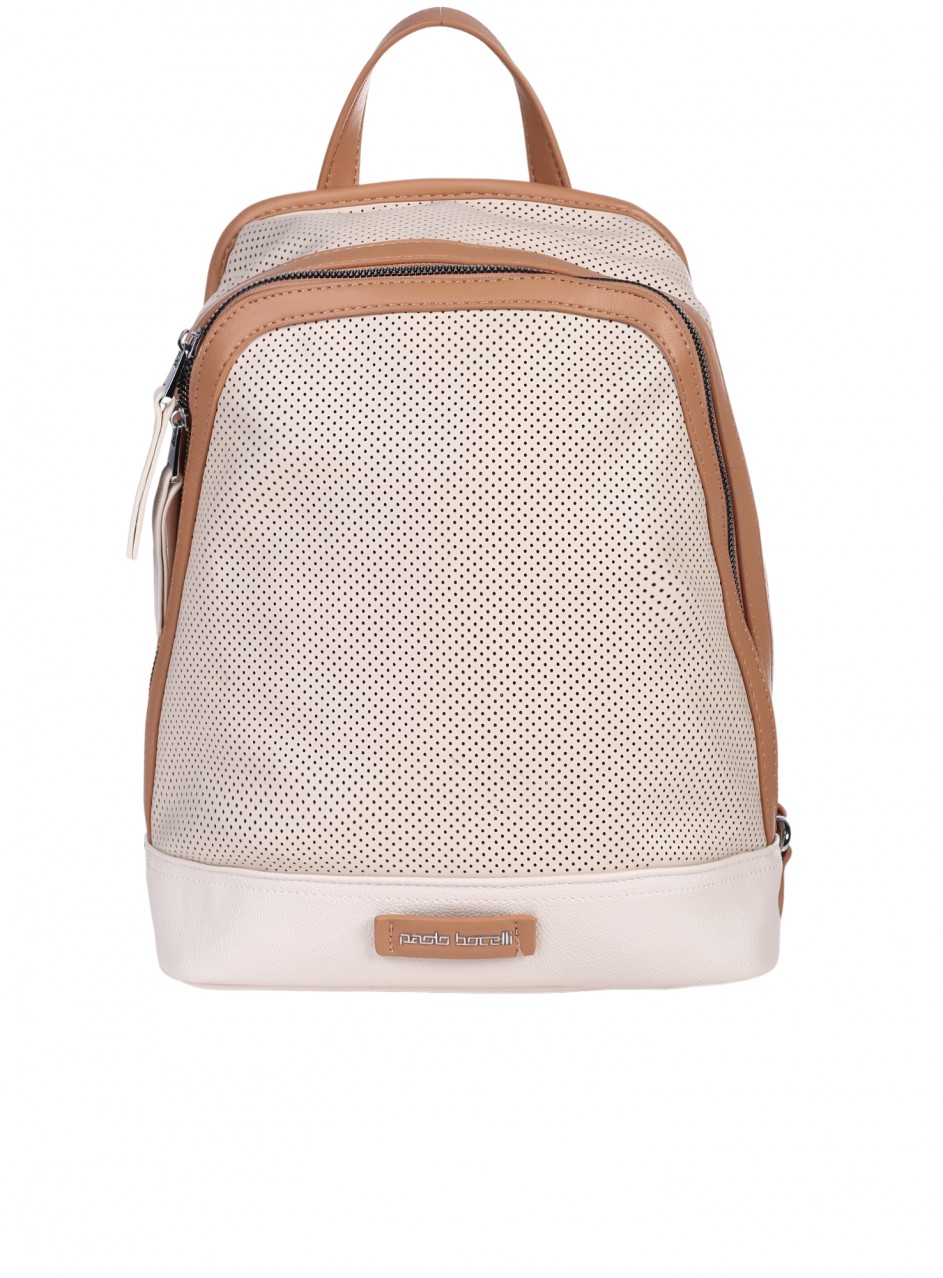 Ежедневна дамска раница, с перфорации, в бежово 9Q-25288 beige