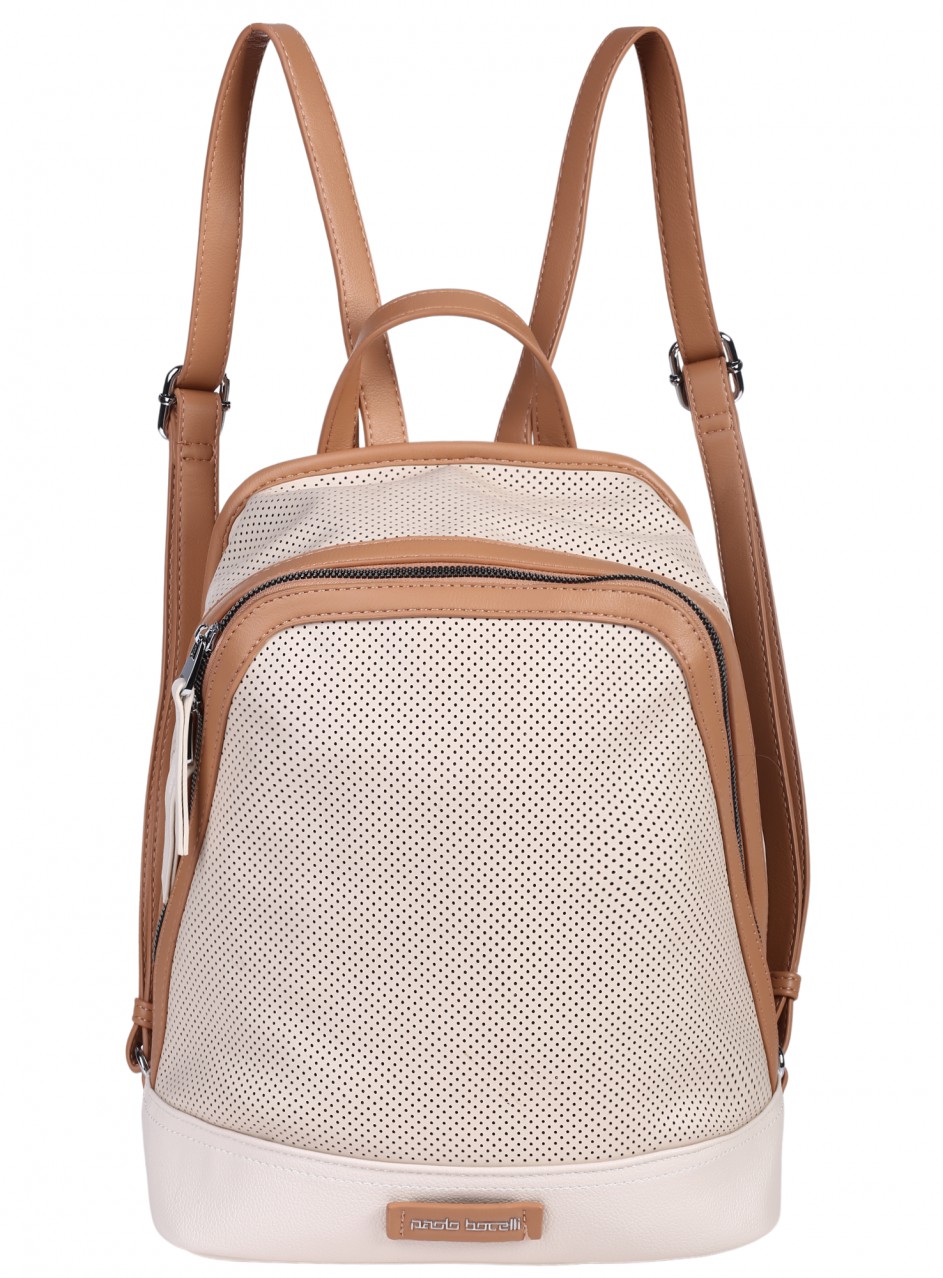 Ежедневна дамска раница, с перфорации, в бежово 9Q-25288 beige