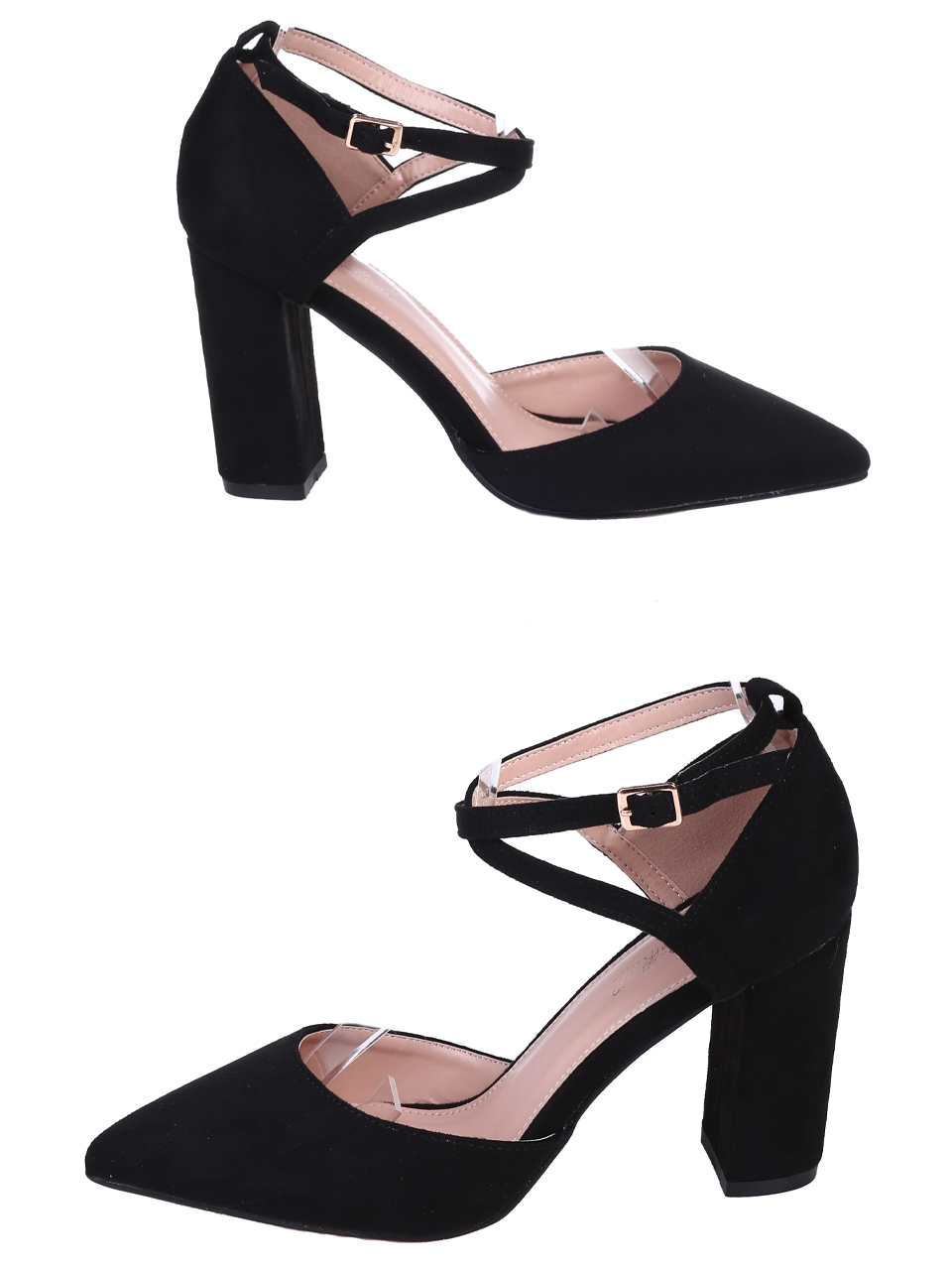 Елегантни дамски обувки, на дебел ток, в черно 3M-25032 black (24044)