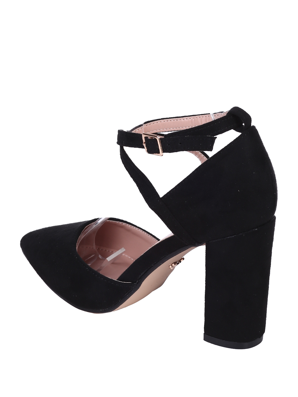 Елегантни дамски обувки, на дебел ток, в черно 3M-25032 black (24044)