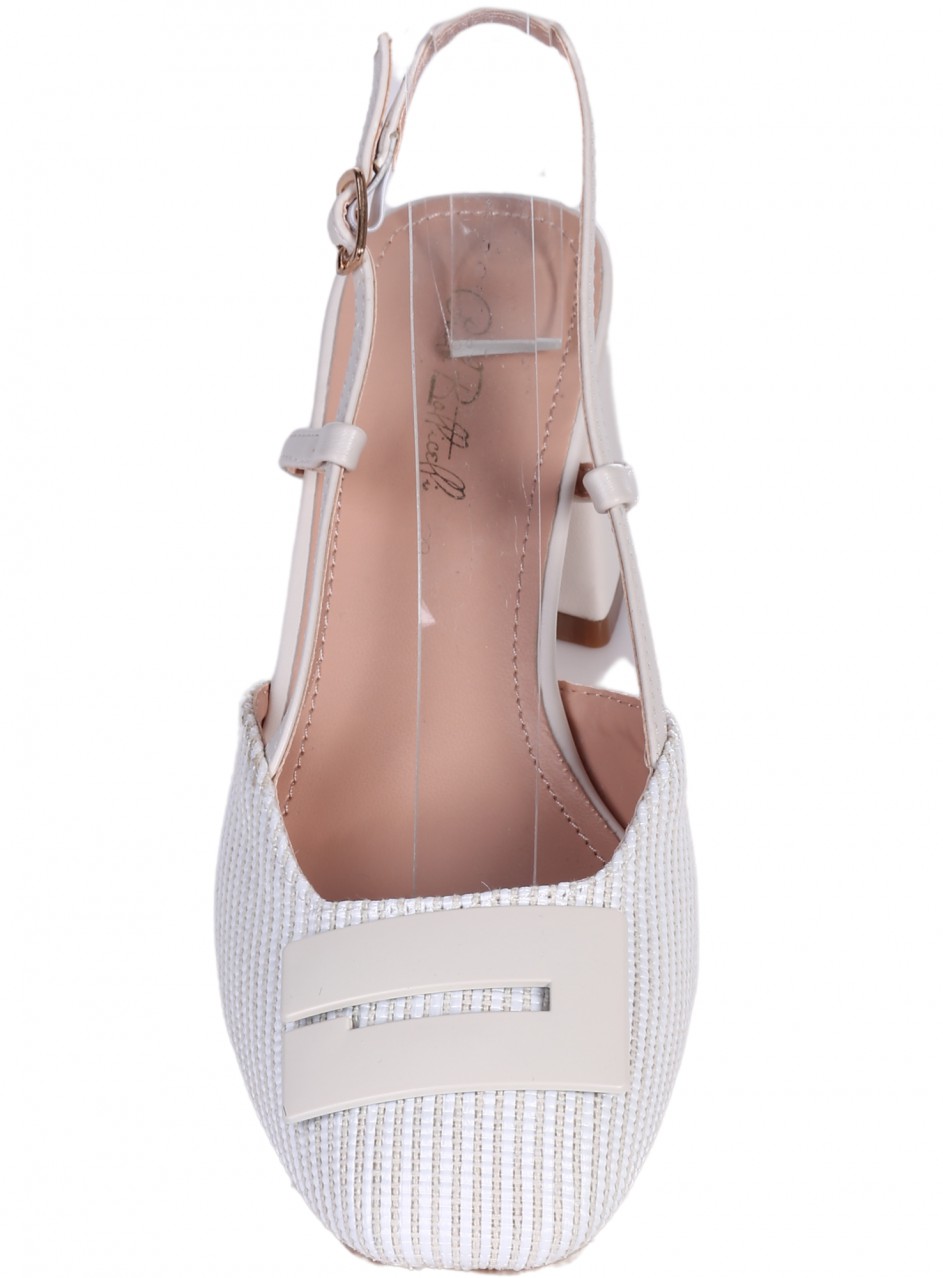 Ежедневни дамски обувки, на дебел ток, в бяло 3M-25040 off white
