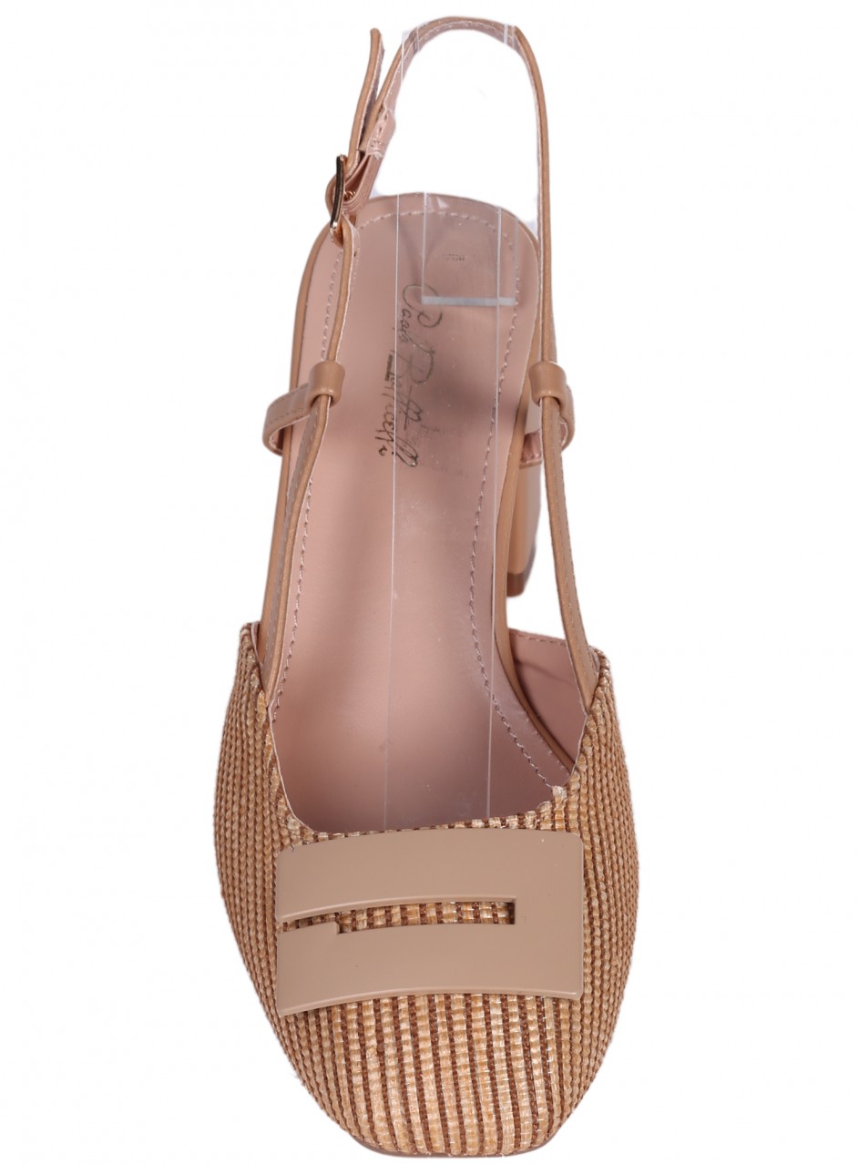 Ежедневни дамски обувки, на дебел ток, в бежово 3M-25040 beige