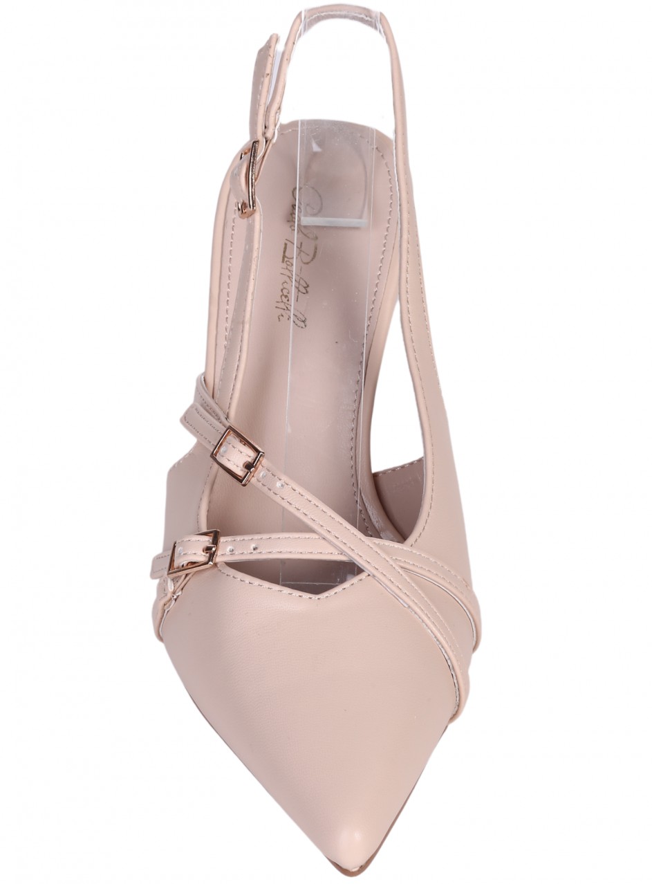 Елегантни дамски обувки, на ток, в бежово 3M-25056 beige