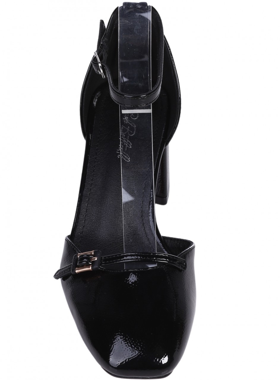 Елегантни дамски обувки, на дебел ток, в черно 3M-25075 black