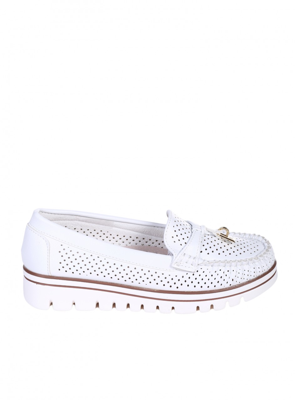 Ежедневни дамски мокасини в бяло 3M-25140 white