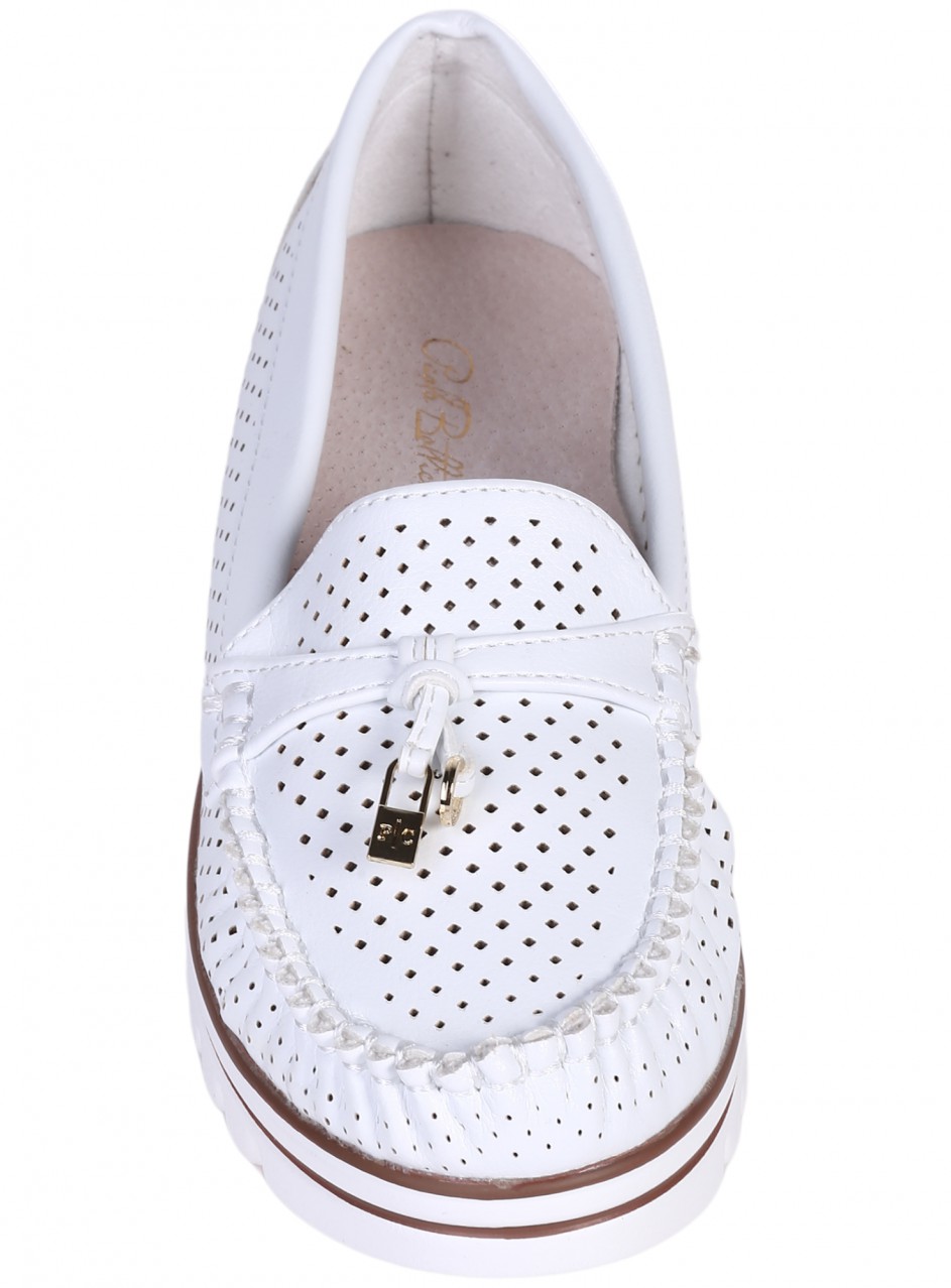 Ежедневни дамски мокасини в бяло 3M-25140 white