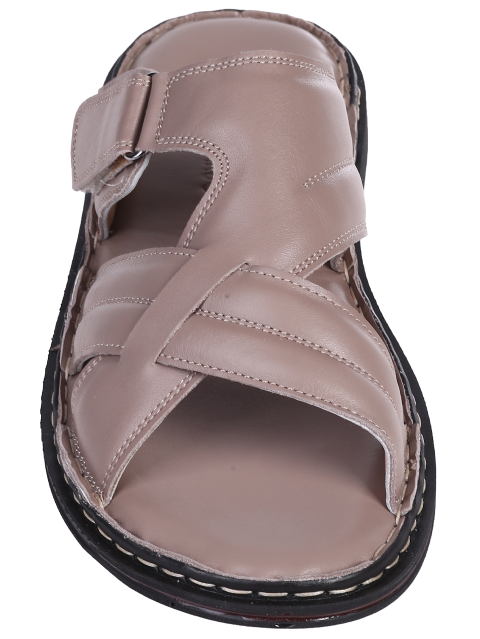 Ежедневни мъжки чехли от естествена кожа в бежово 8AT-25408 beige (24391)