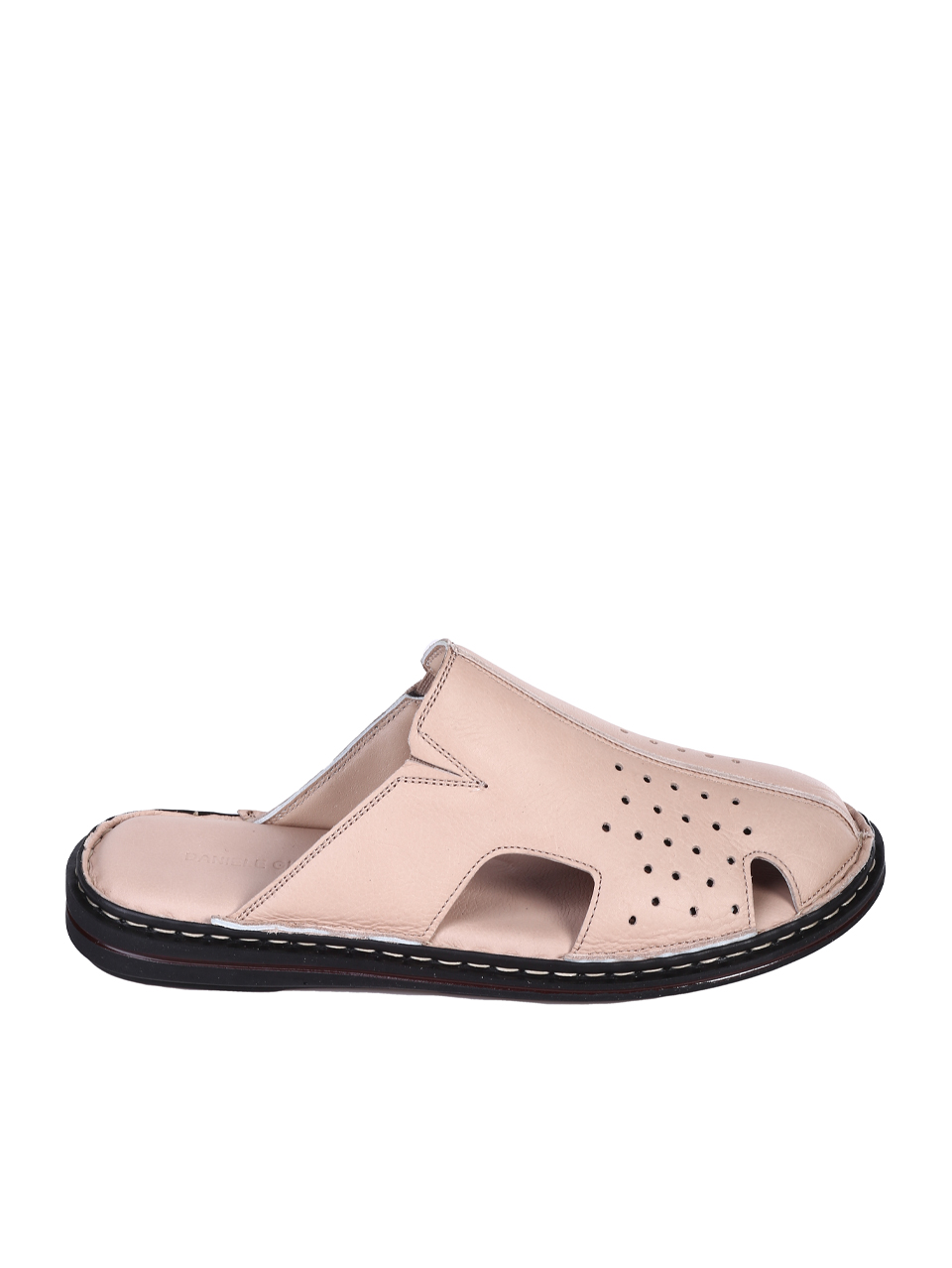 Ежедневни мъжки чехли от естествена кожа в бежово 8AT-25414 beige
