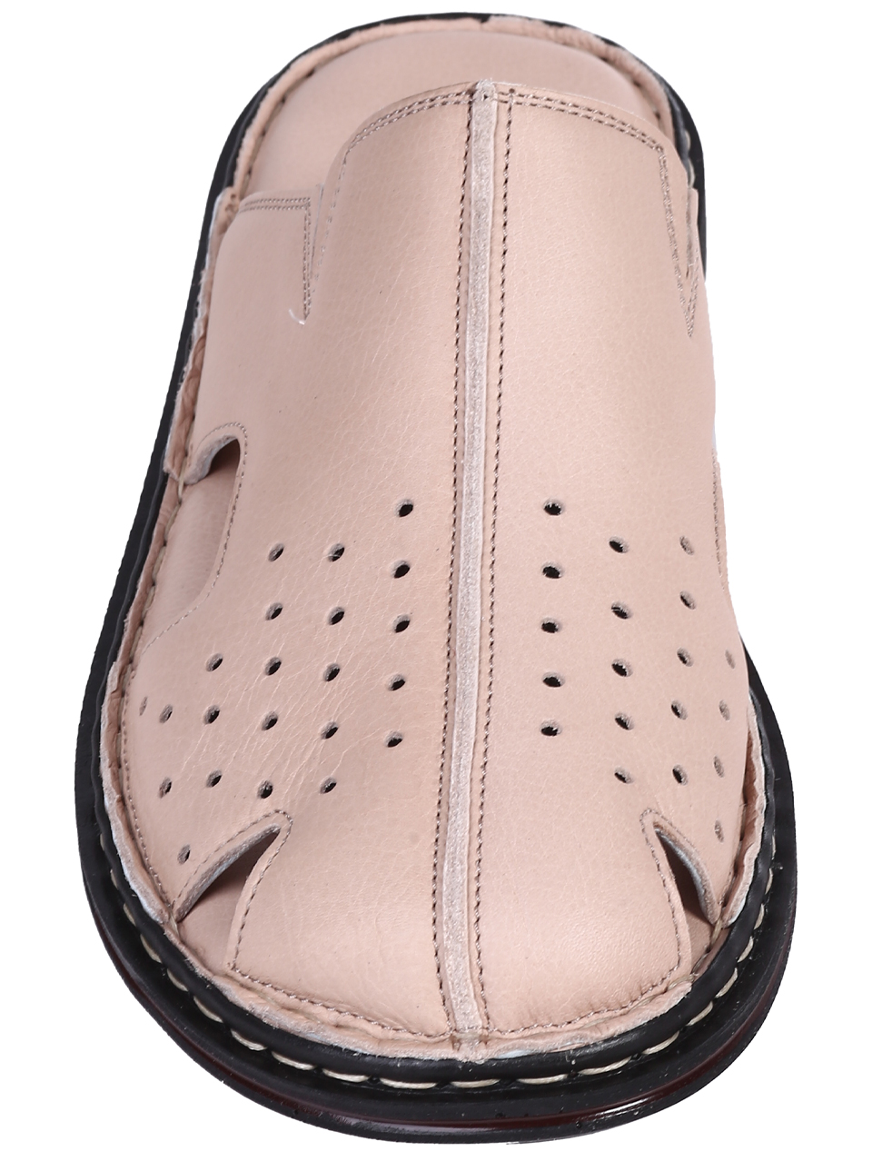 Ежедневни мъжки чехли от естествена кожа в бежово 8AT-25414 beige