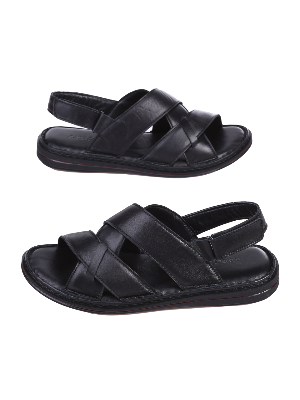 Ежедневни мъжки сандали от естествена кожа в черно 8AT-25418 black (24401)