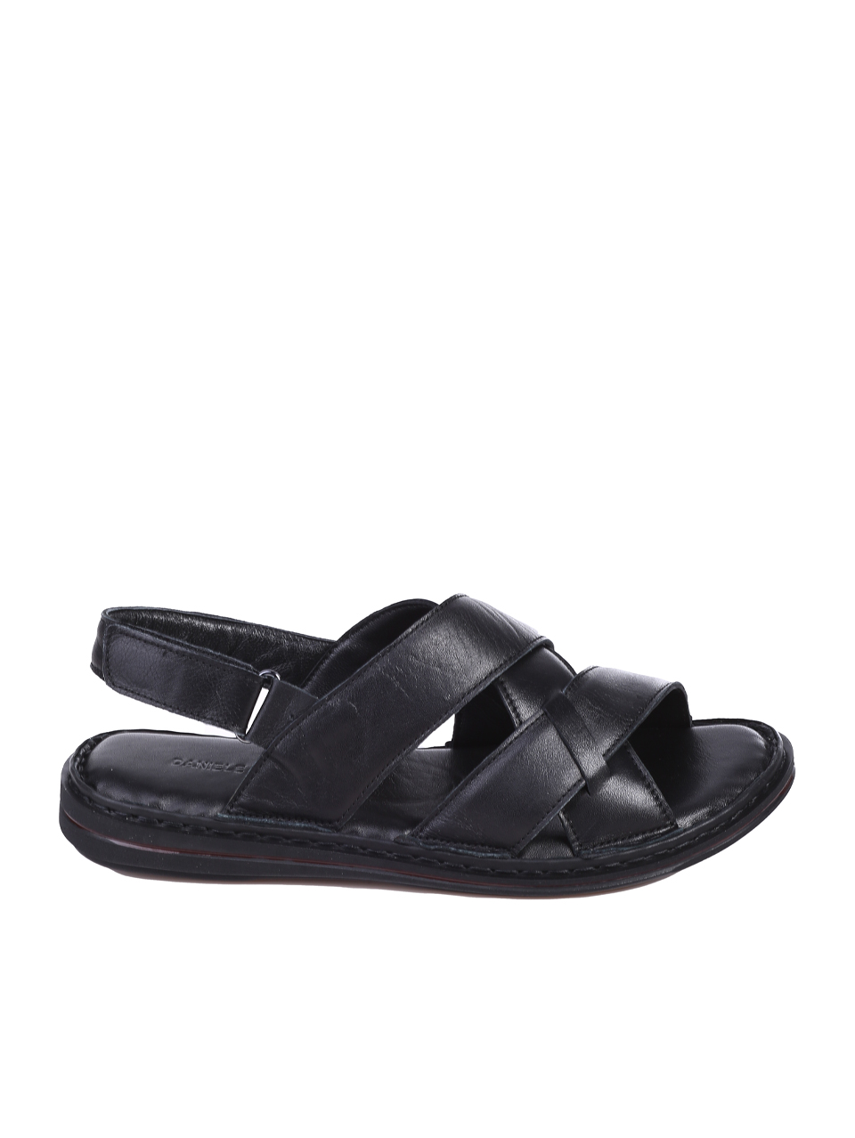 Ежедневни мъжки сандали от естествена кожа в черно 8AT-25418 black (24401)