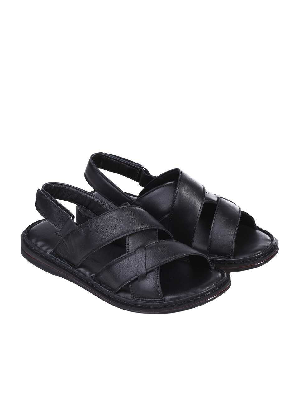 Ежедневни мъжки сандали от естествена кожа в черно 8AT-25418 black (24401)