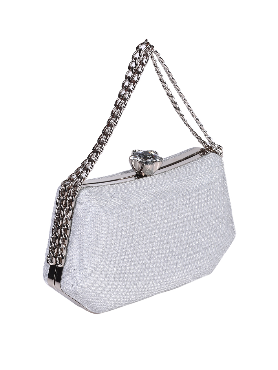 Елегантна дамска чанта, тип клъч, в сребристо 9AG-25242 silver (24124)