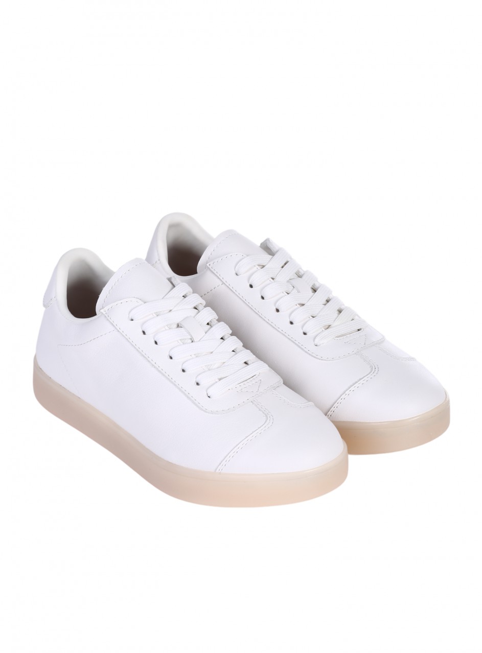 Ежедневни дамски обувки, тип кец, от естествена кожа в бяло 3AB-24703 off white