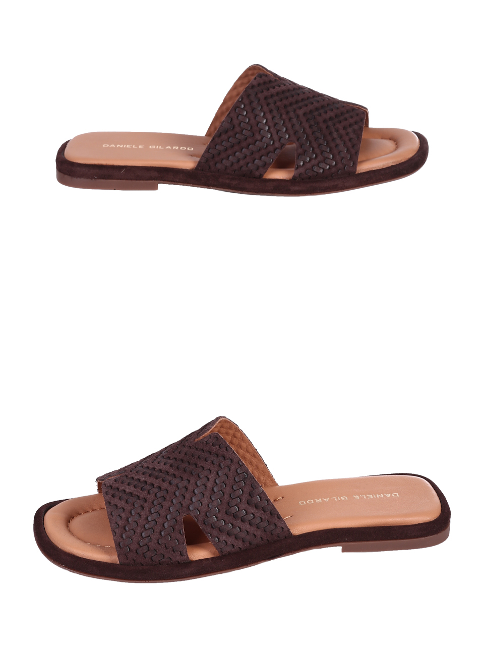 Ежедневни дамски чехли от естествен велур в кафяво 5AT-25439 black/dk.brown