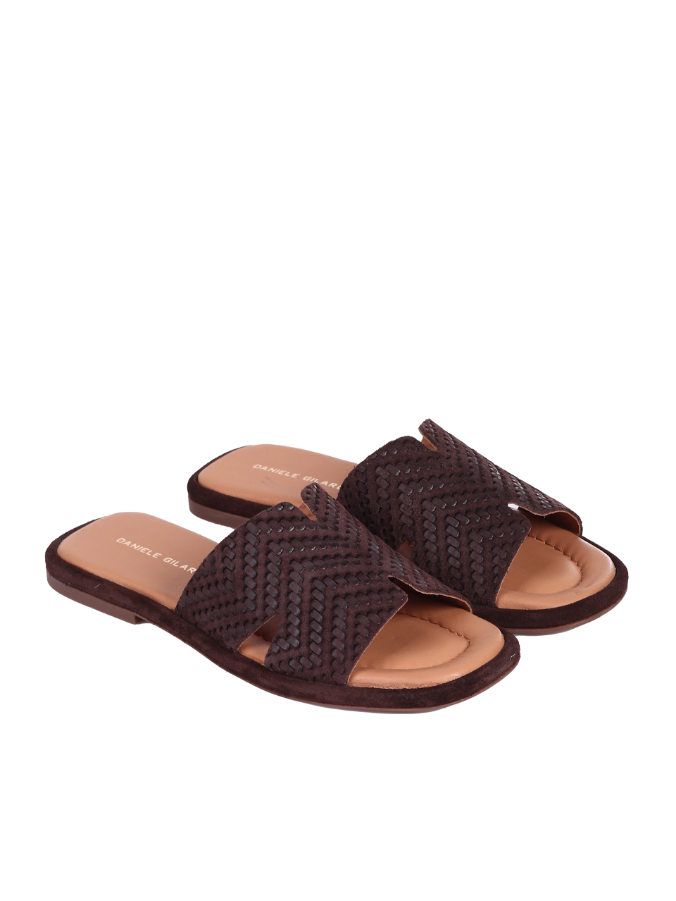 Ежедневни дамски чехли от естествен велур в кафяво 5AT-25439 black/dk.brown