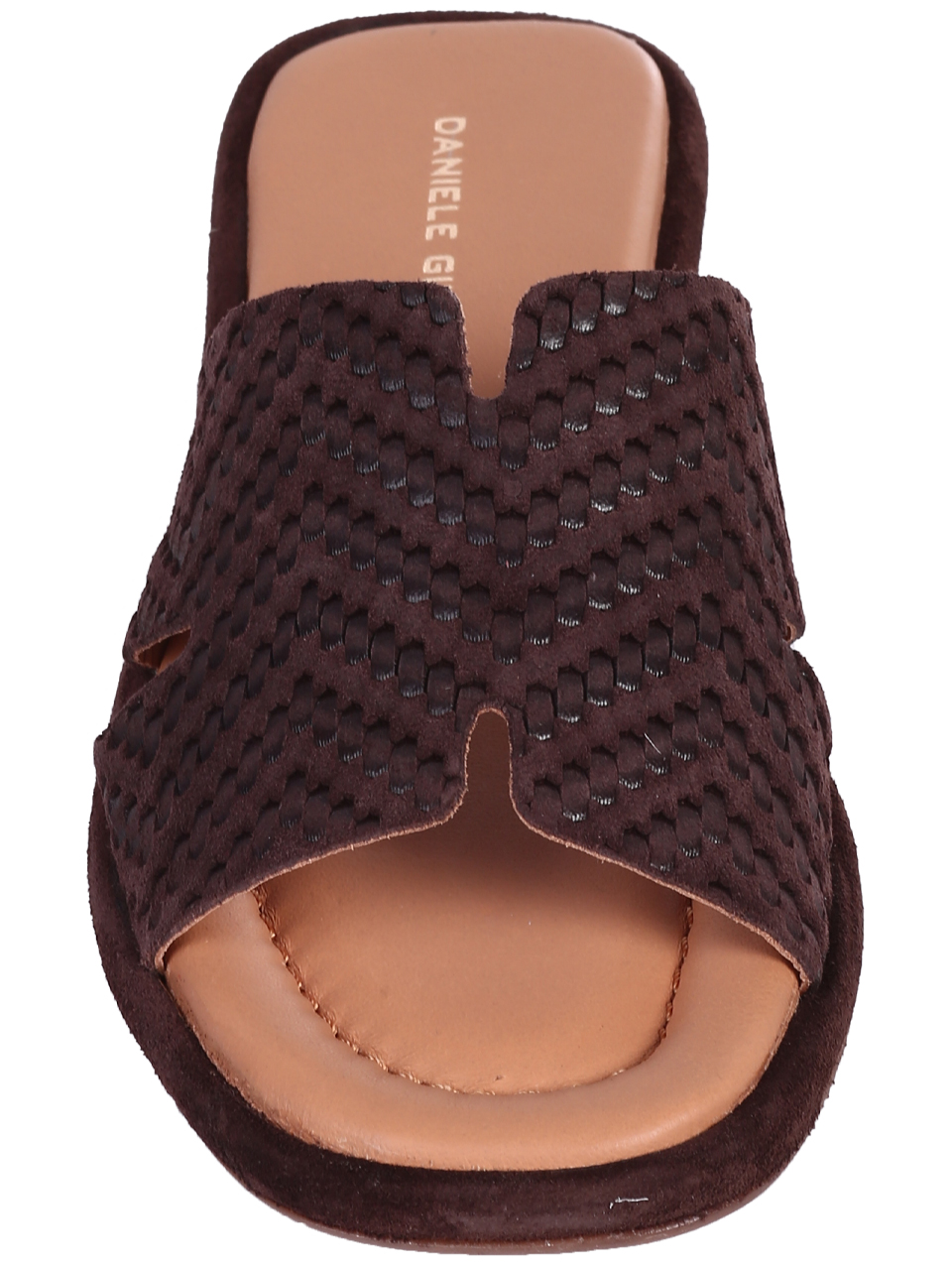 Ежедневни дамски чехли от естествен велур в кафяво 5AT-25439 black/dk.brown