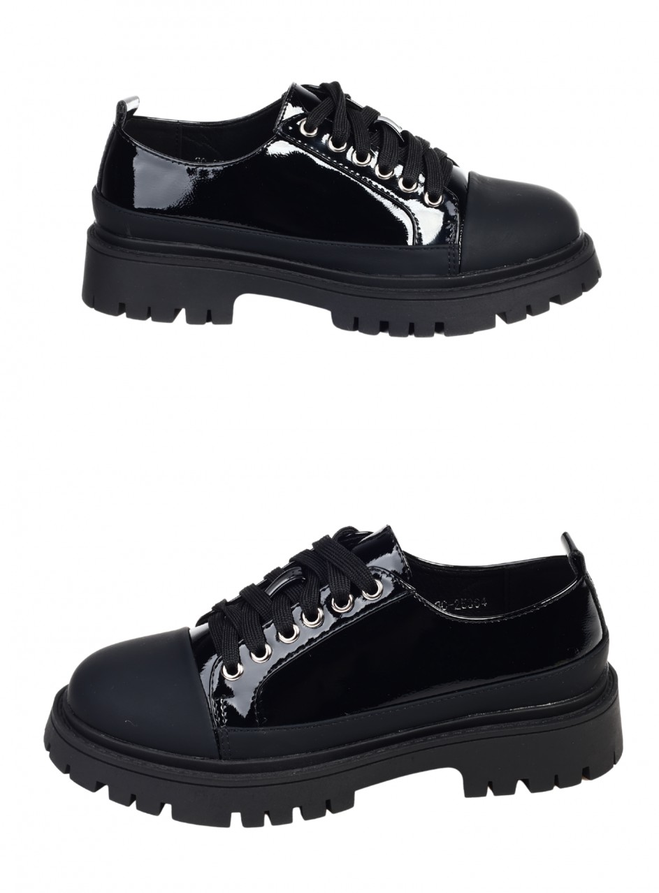 Ежедневни дамски обувки в черно  3C-25364 black pu