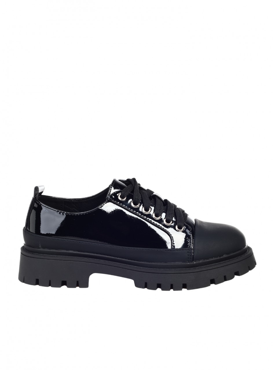 Ежедневни дамски обувки в черно  3C-25364 black pu