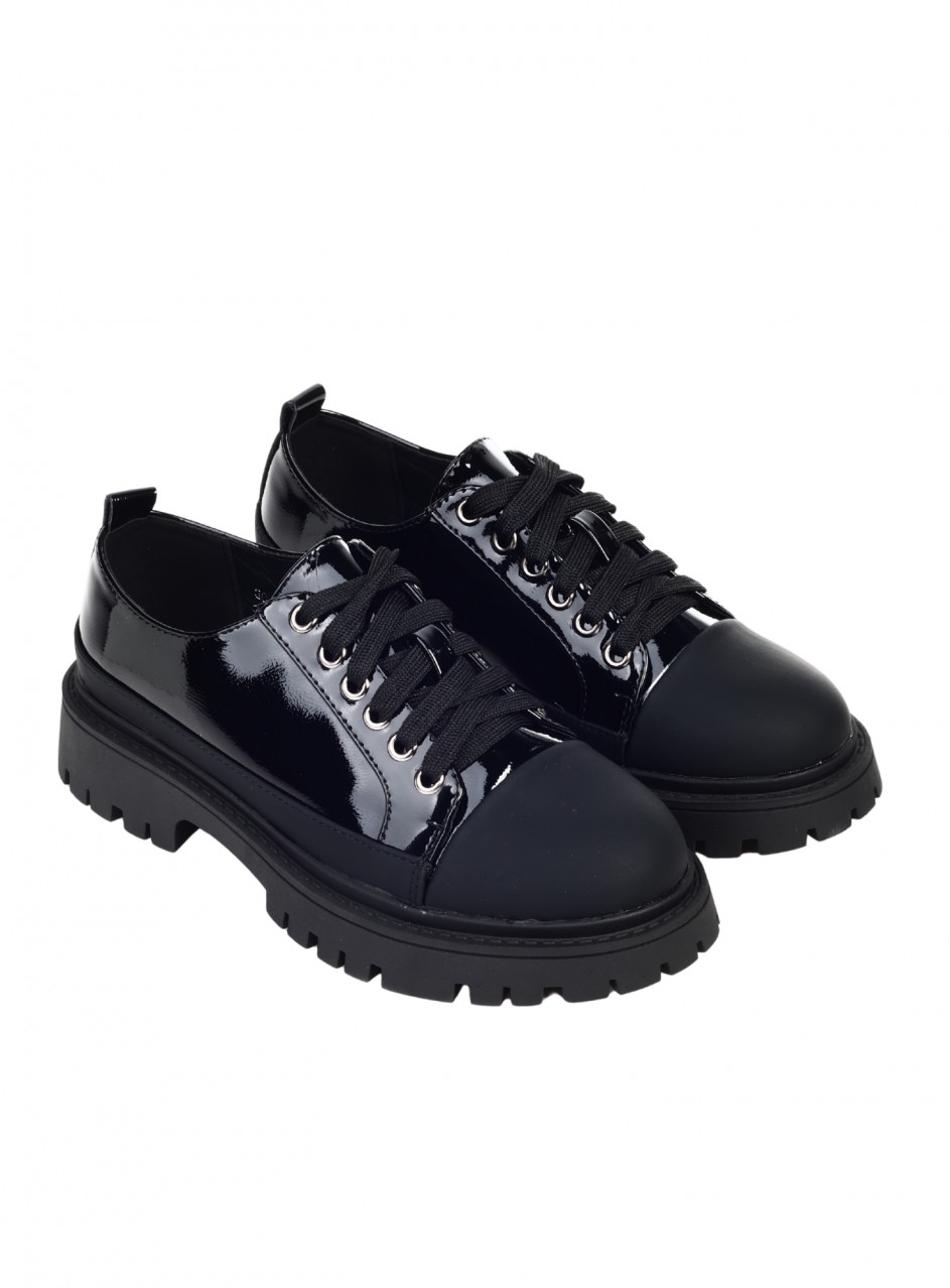 Ежедневни дамски обувки в черно  3C-25364 black pu