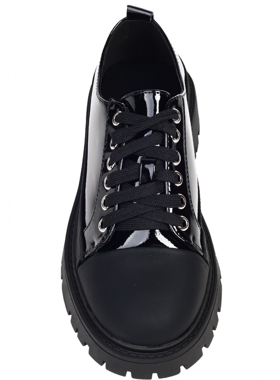 Ежедневни дамски обувки в черно  3C-25364 black pu