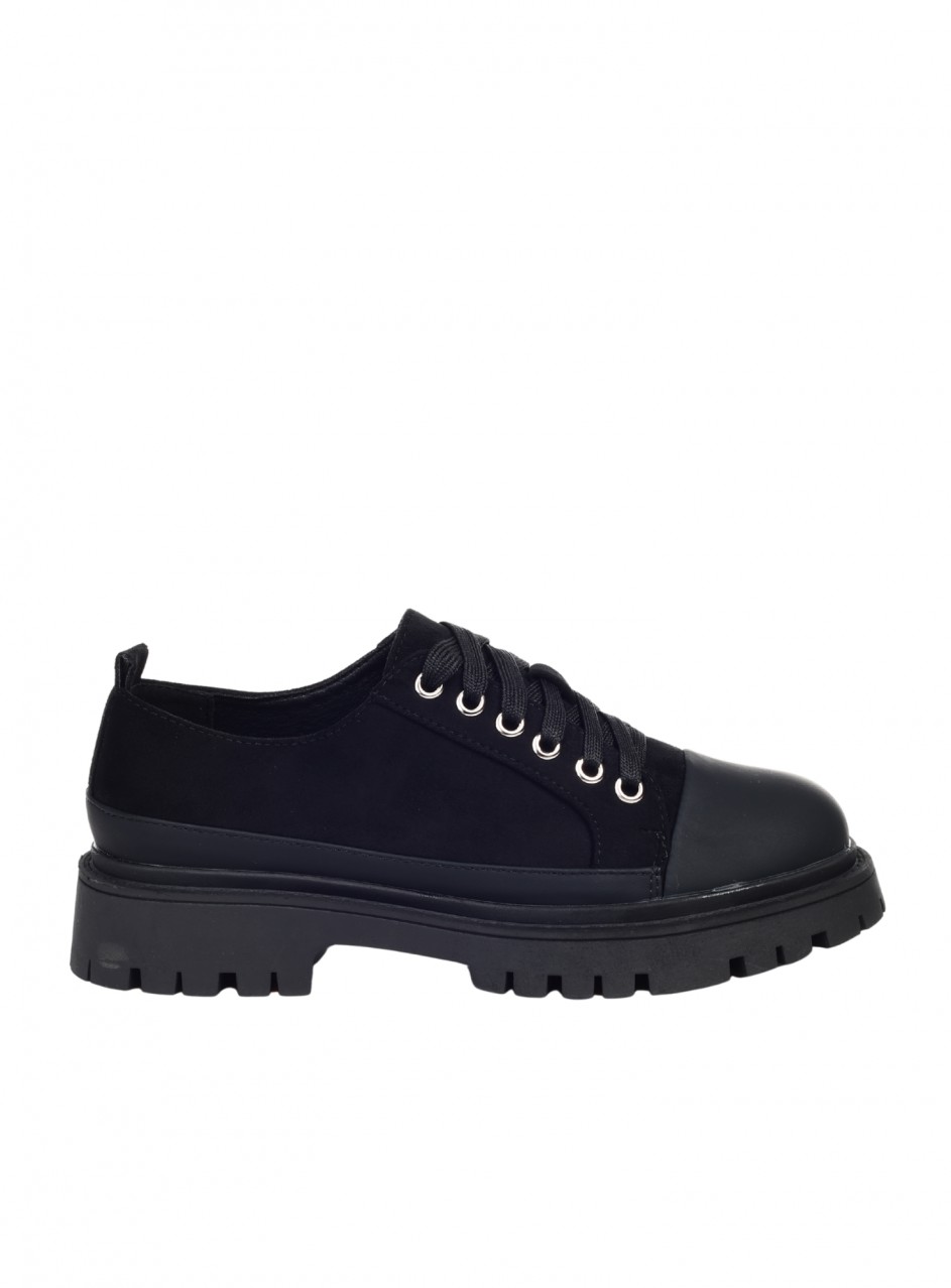 Ежедневни дамски обувки в черно  3C-25364 black suede