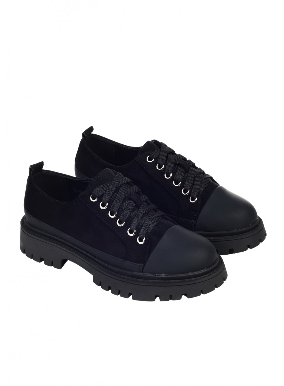 Ежедневни дамски обувки в черно  3C-25364 black suede