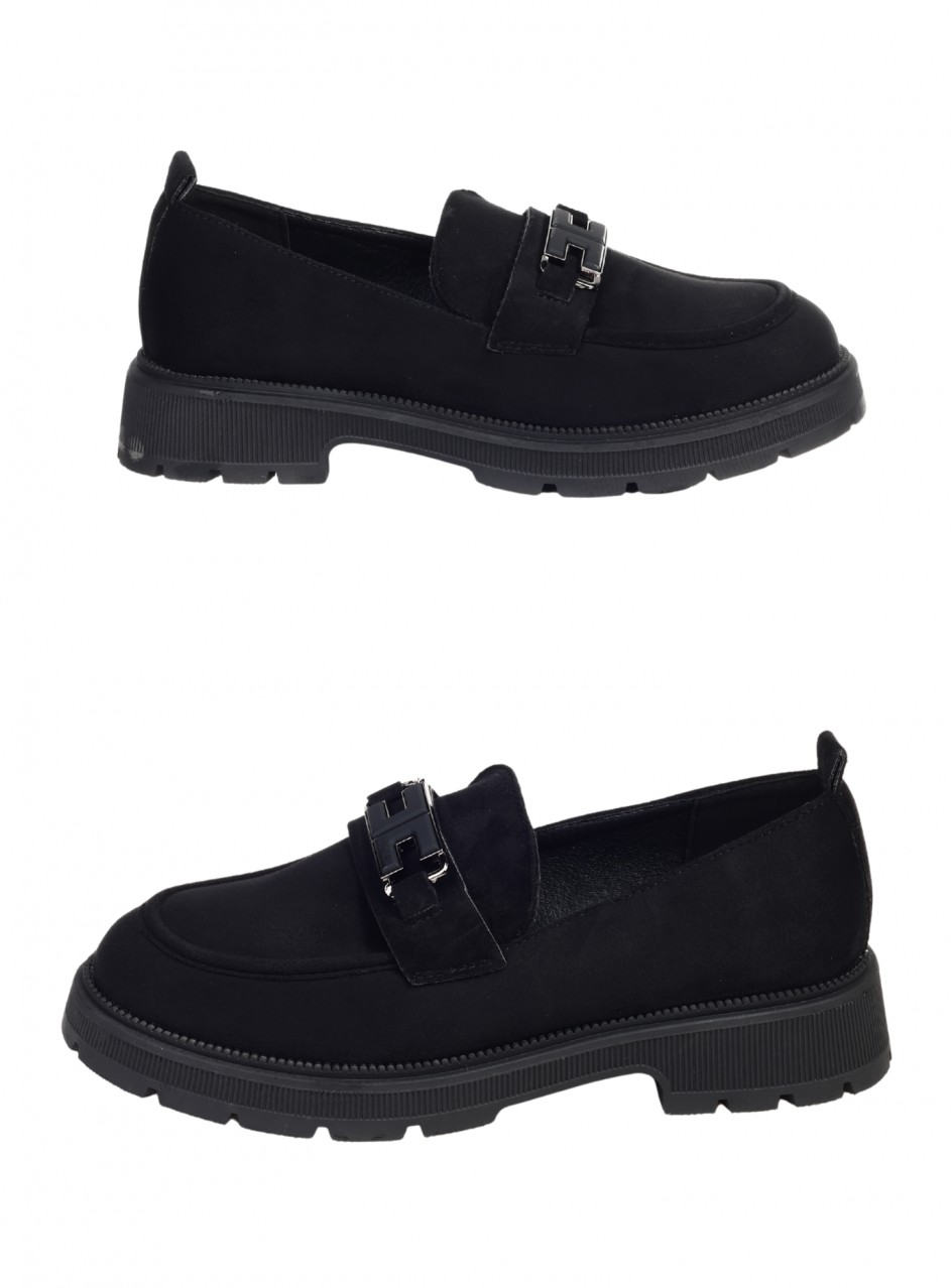 Ежедневни дамски обувки в черно  3C-25369 black suede (24644)