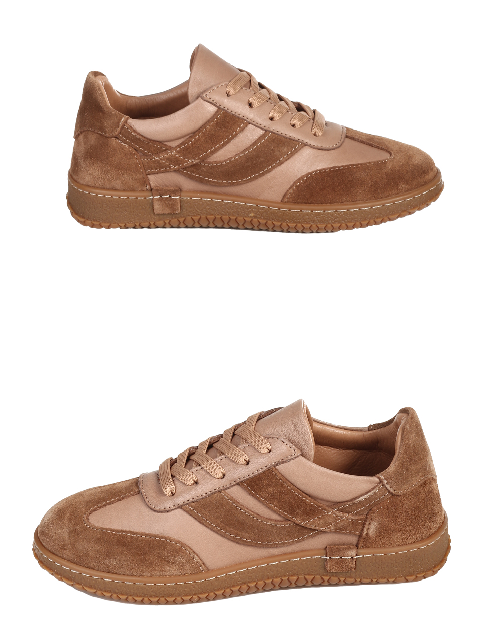 Ежедневни дамски обувки, тип кец, от естествена кожа в бежово 3AT-25697 beige
