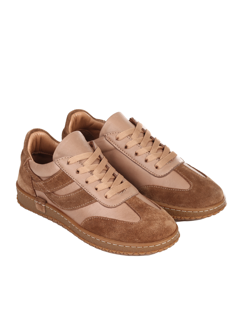 Ежедневни дамски обувки, тип кец, от естествена кожа в бежово 3AT-25697 beige