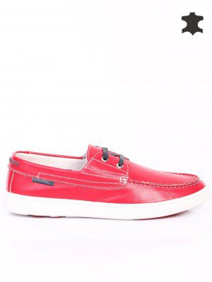 Ежедневни мъжки обувки от естествена кожа в червено 7N-15192 red