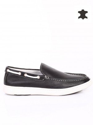 Ежедневни мъжки обувки от естествена кожа в черно 7N-15193 black
