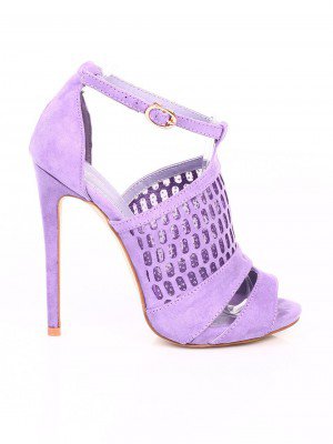 Елегантни дамски сандали на ток в лилаво 4M-15066 purple