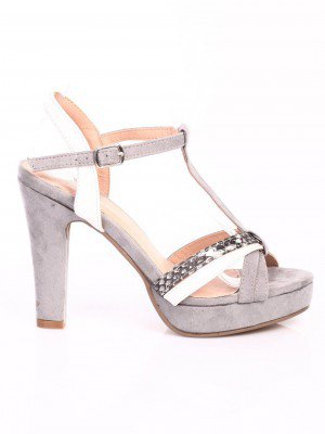 Елегантни дамски сандали на ток в сиво 4S-15294 grey