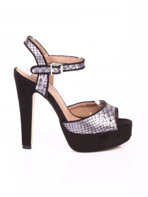 Елегантни дамски сандали на ток в сиво 4B-15320 grey