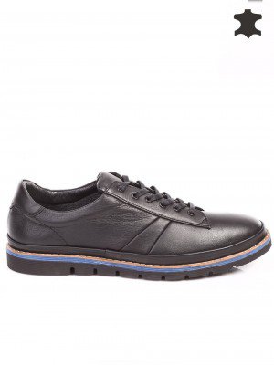 Ежедневни мъжки обувки от естествена кожа в черно 7AT-15814 black