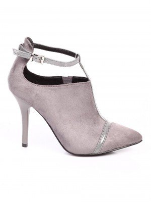 Ежедневни дамски обувки на ток в сиво 3H-15588 grey