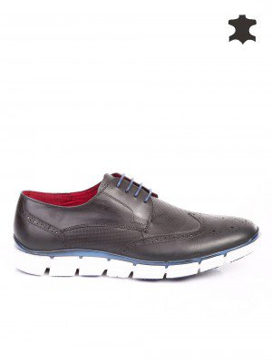 Спортно-елегантни мъжки обувки от естествена кожа 7N-15716 navy