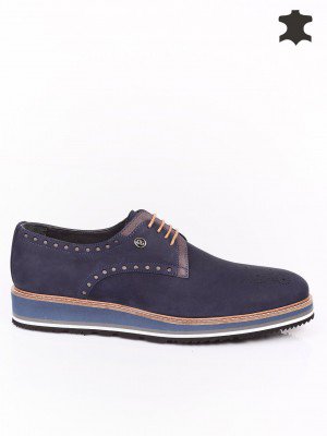 Мъжки обувки от естествен набук в синьо 7AT-16341 navy